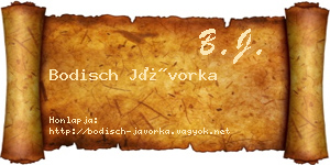Bodisch Jávorka névjegykártya